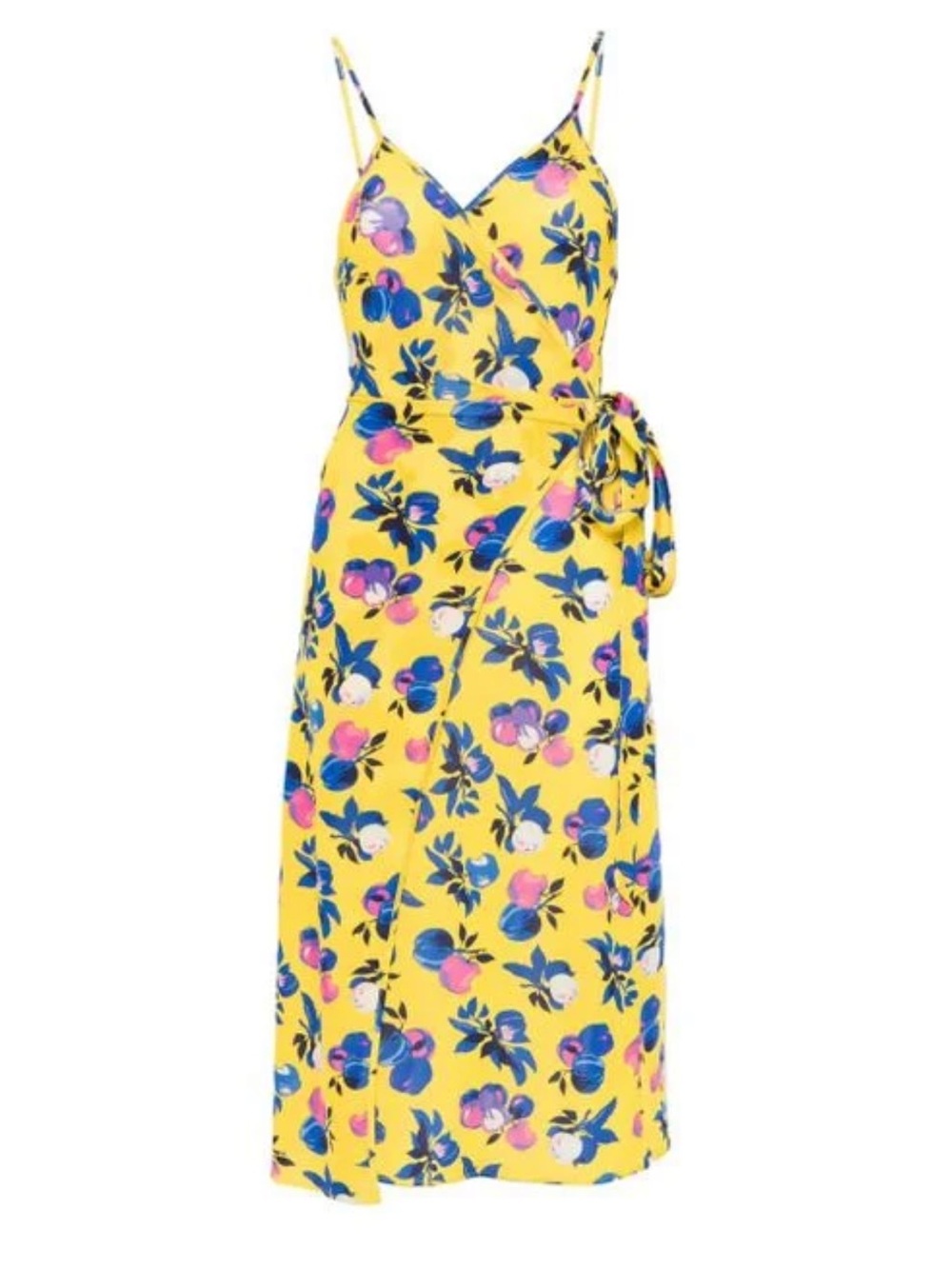 Coperni Yellow C-Logo Apple-Print Wrap Midi Slip Dress Size Small New With Tags